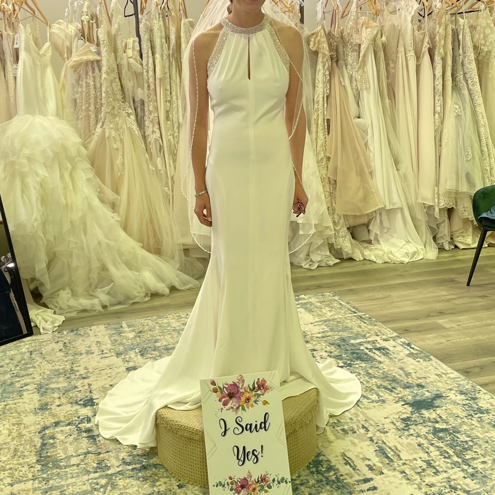 Lotus Threads Halter Beaded Neckline Wedding Dress 8